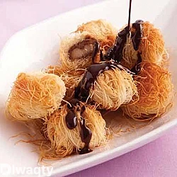 رول الكنافة ببسكويت الشيكولاتة 