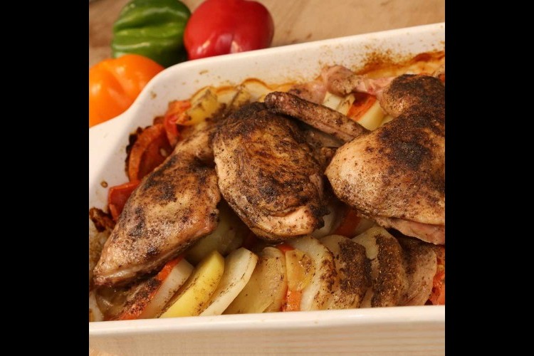 صينية دجاج بالباذنجان