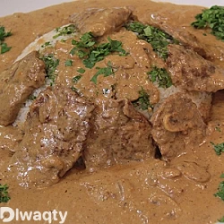 طريقة عمل ستيك بالكريمة والدمي جلاس