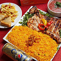 نصف فرخة مشوية مع ارز بسمتى