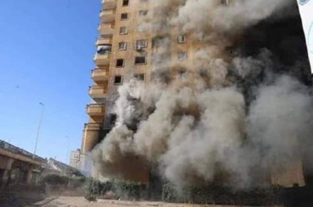 انهيار عمارة الدائري بعد حرقها لن يؤثر الطريق الدائري 