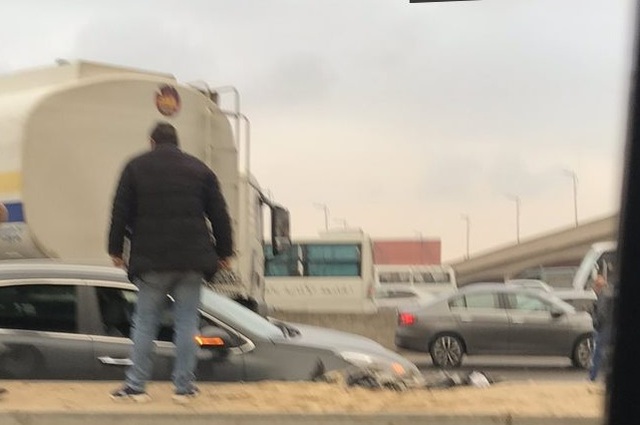 حادث مروع : تصادم 5 سيارات نقل على الدائري