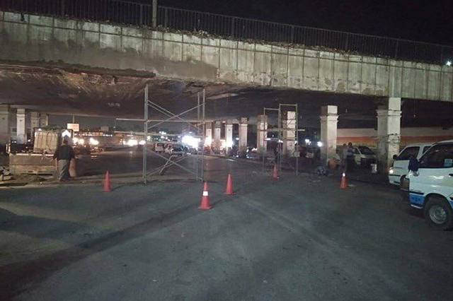 بالصور : عملية ترميم للدائري بسبب تهالك بعض أجزاءه