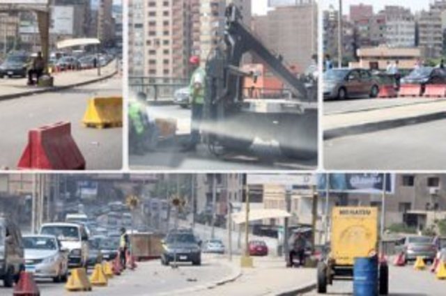 التعامل مع التكدس في شارع جسر السويس بسبب أعمال المترو 