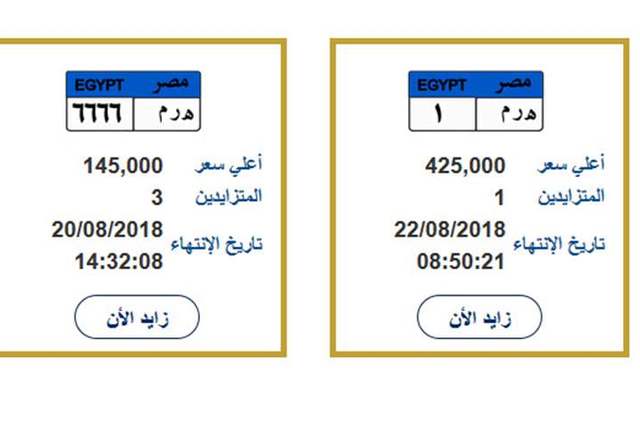 بيع لوحة هـ ر م 1 في مصر بسعر 425 ألف جنيه