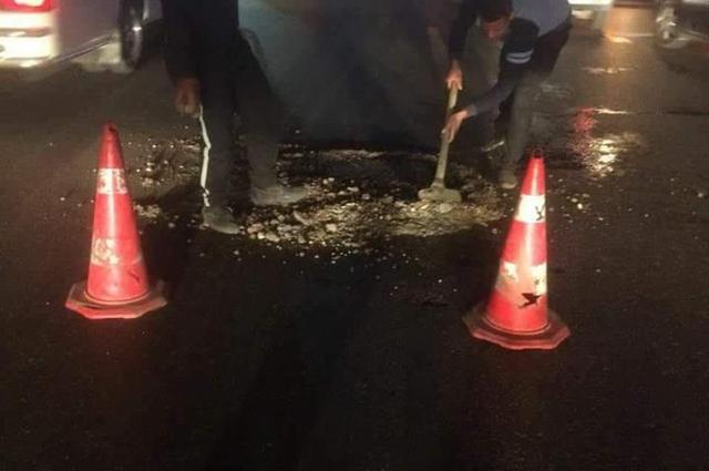 بعد انتشار حوادثها على الدائري . . ضابط مرور يغلق بلاعة تصطاد السيارات