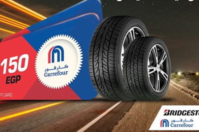 هدايا مجانية وخصومات علي شراء إطارات بريدجستون من كارفور 