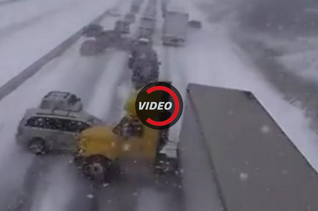 فيديو : طريق ثلجي يتسبب في حادث تصادم جماعي لـ 100 سيارة في كندا